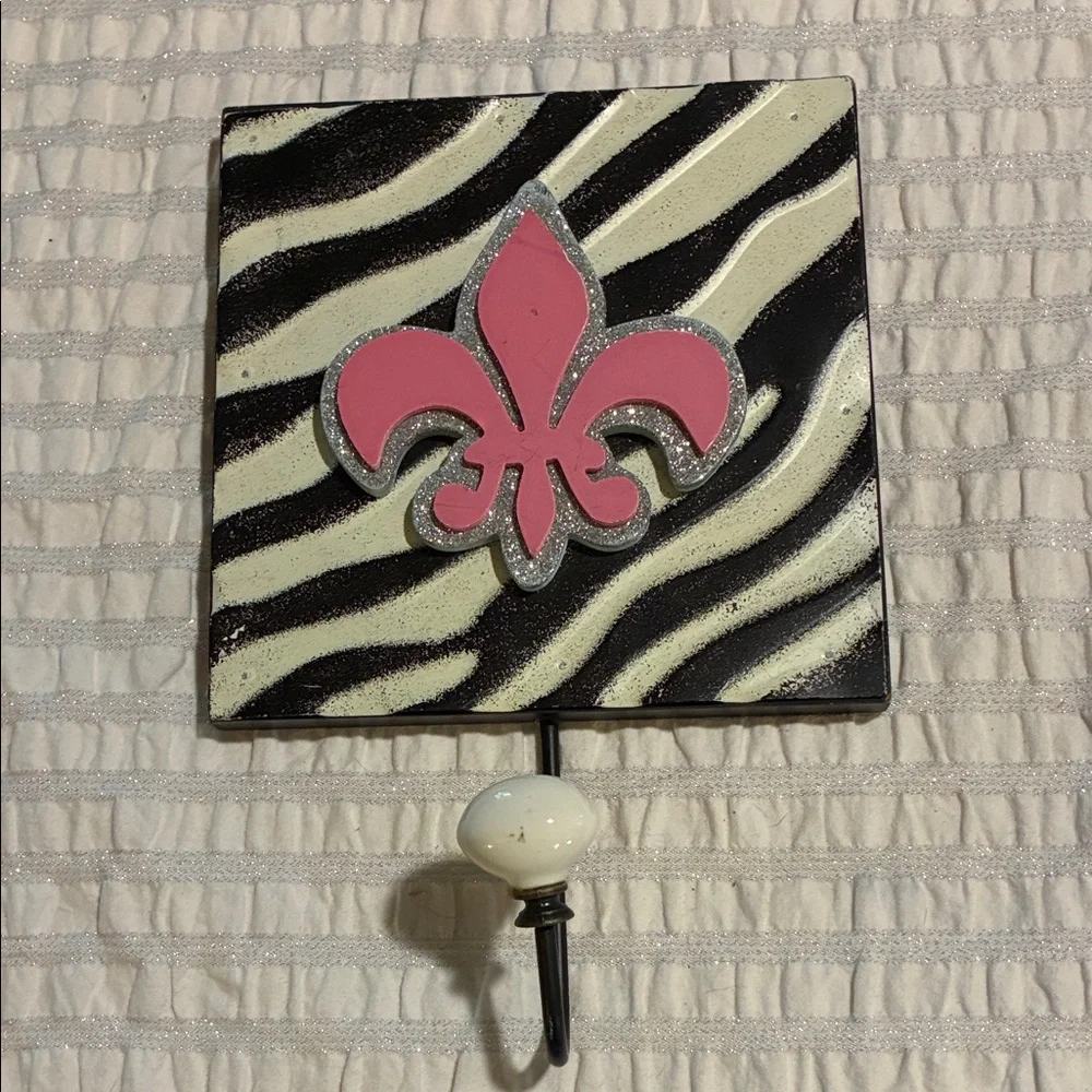 Hobby Lobby Pink Fleur-de-Lis Zebra Wall Hook